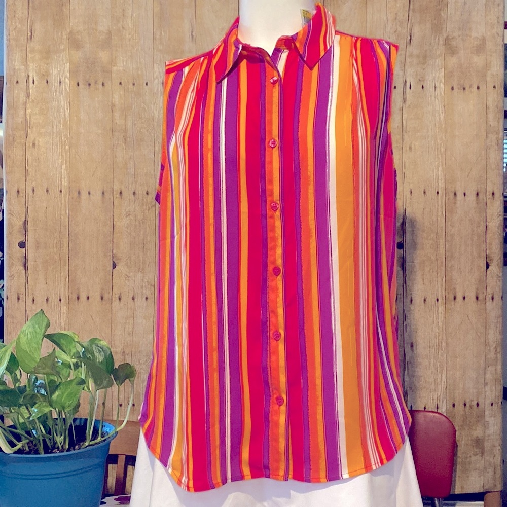 NWTS New York & Co Pink Stripe Blouse